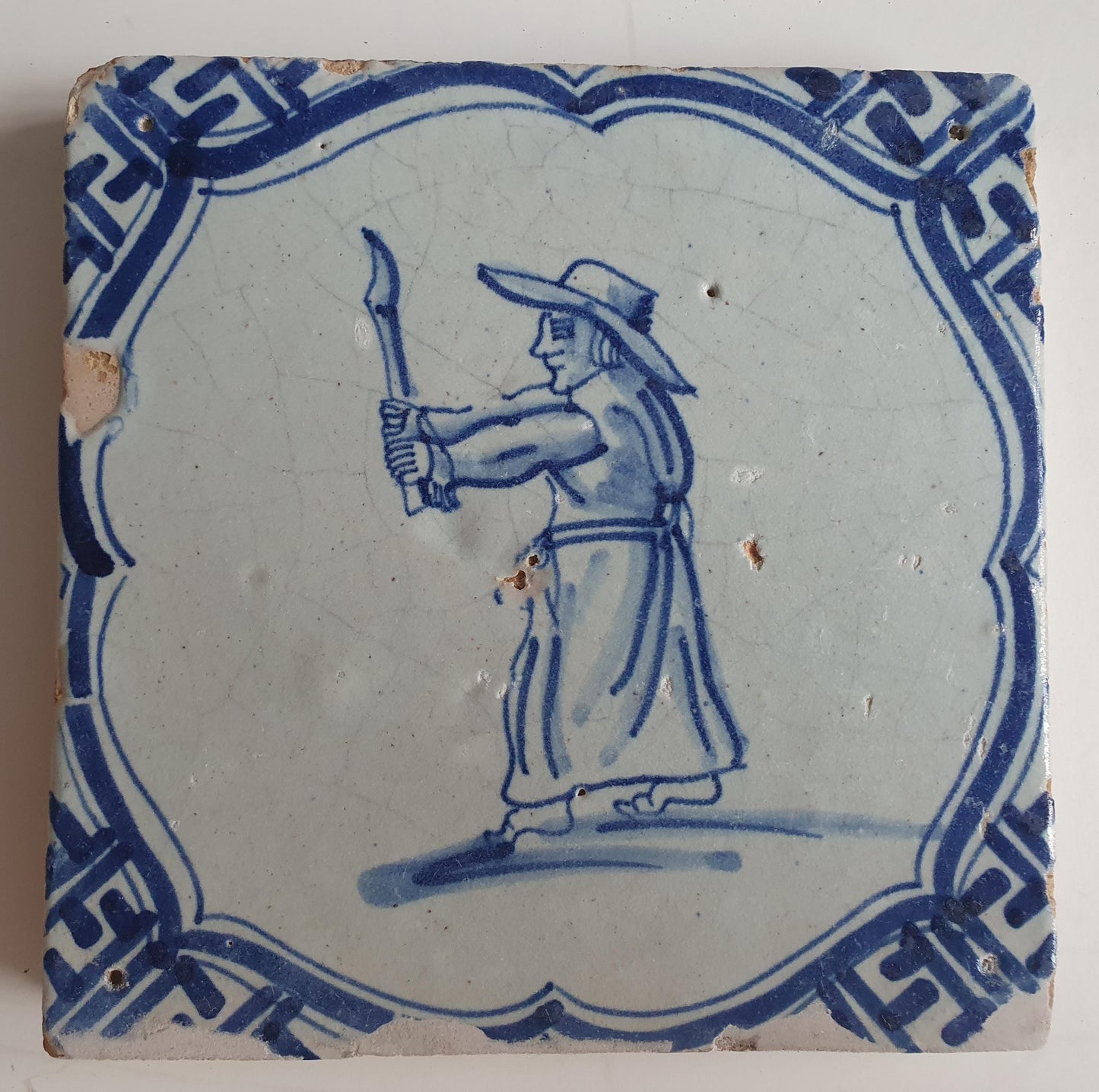 Antique Delft Tile – Clergyman with Candle, 1620-1650