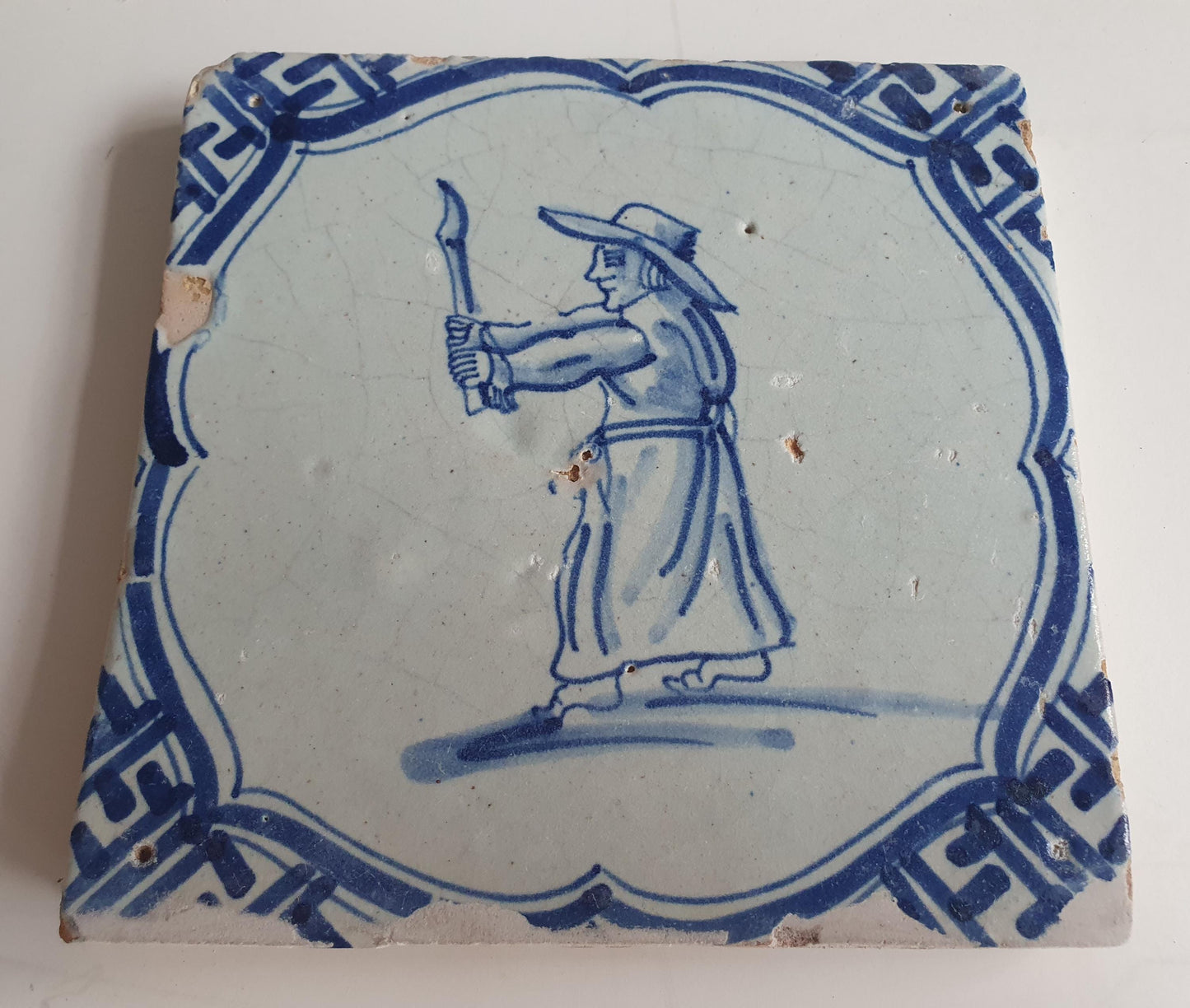 Antique Delft Tile – Clergyman with Candle, 1620-1650