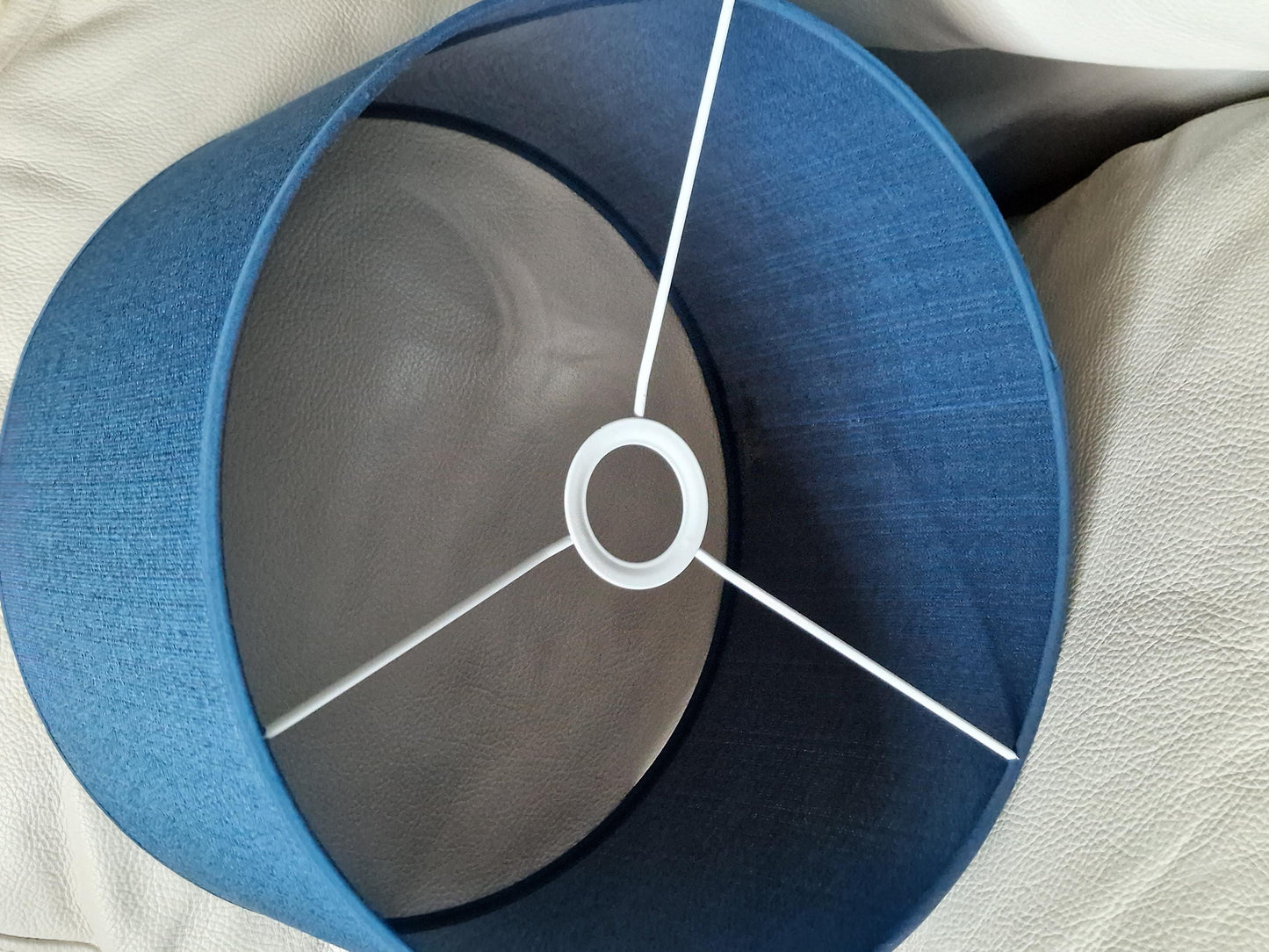 Delft Blue Linen Lampshades, Handmade Dutch Design, Large 35cm (Pair)