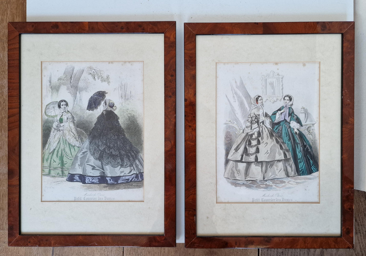 Antique Paris Fashion Engravings, Framed Set