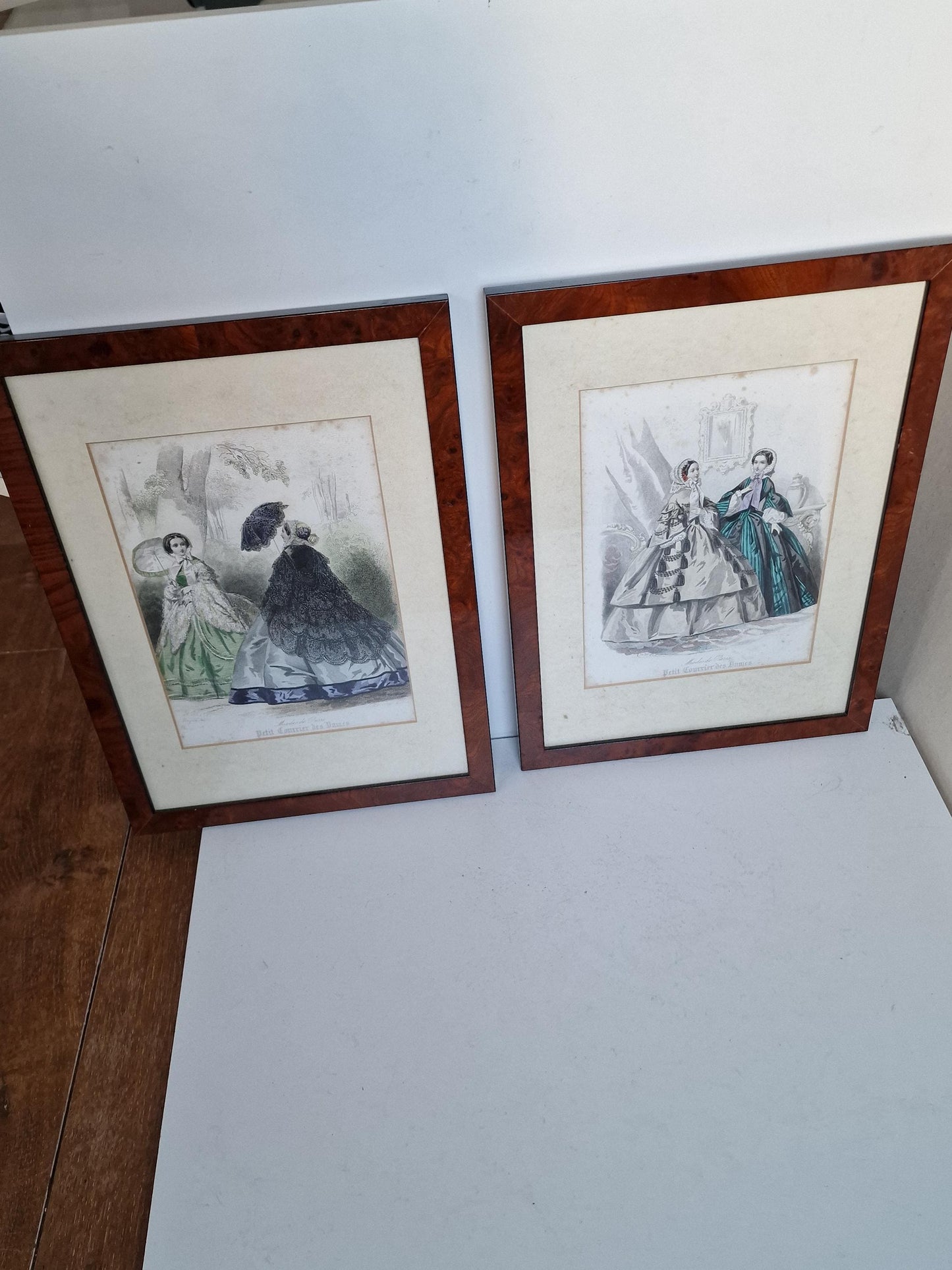 Antique Paris Fashion Engravings, Framed Set