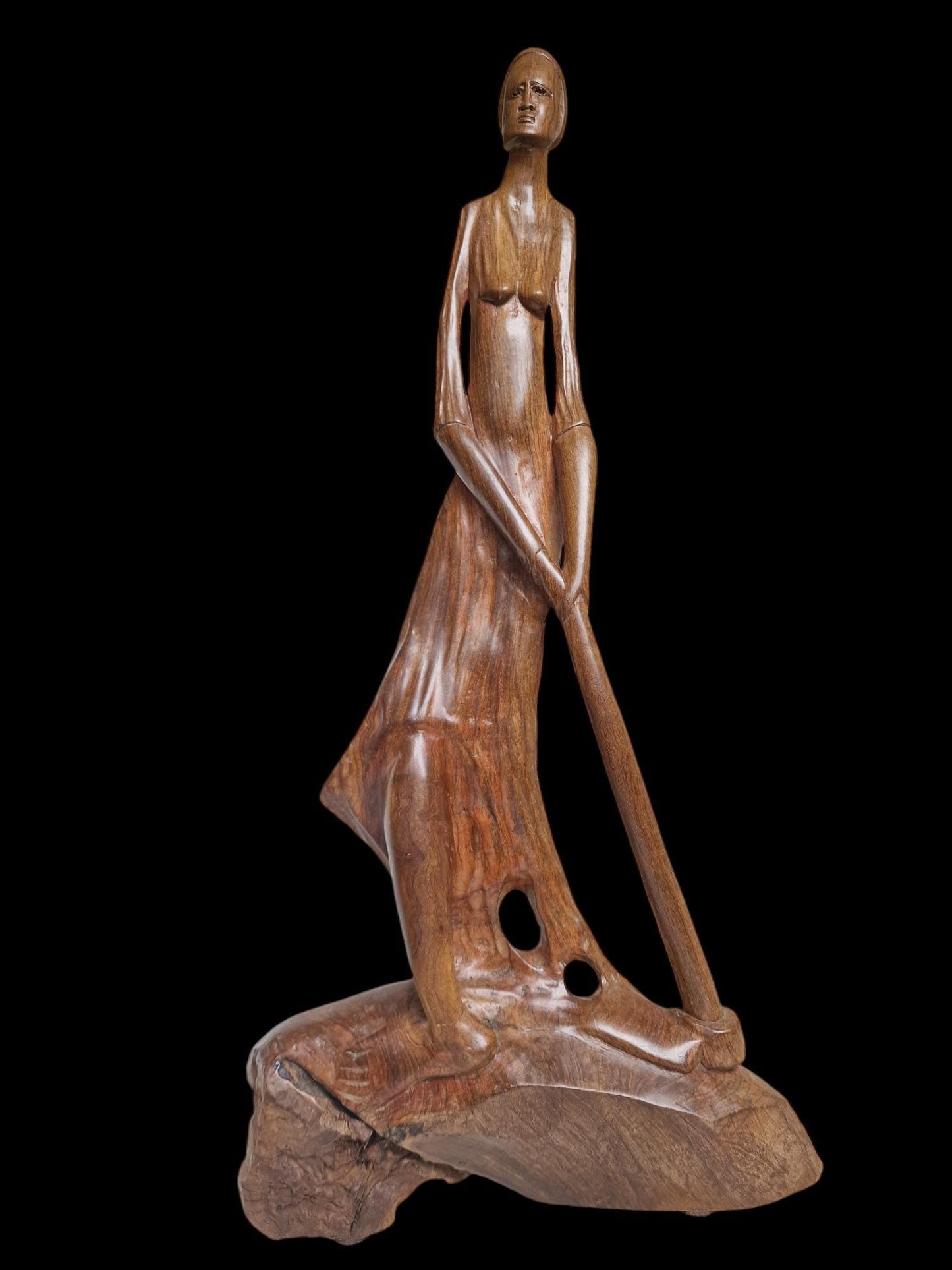 Signed Melodie nDimande Wood Carving – South African Figural Art (68cm XL Sculpture)