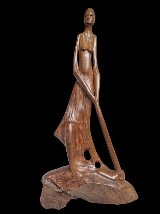 Signed Melodie nDimande Wood Carving – South African Figural Art (68cm XL Sculpture)
