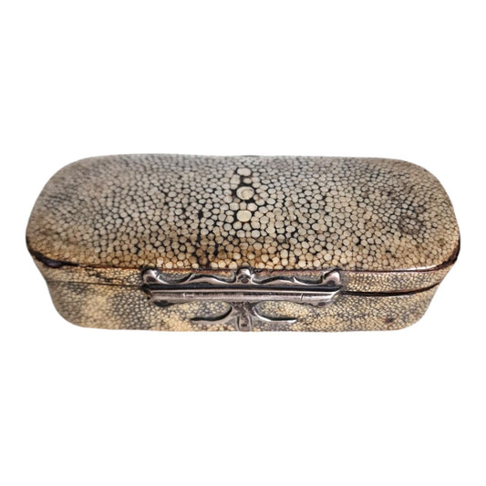 Antique Sterling Silver Stingray Skin Box, 18th Century Spoon Case
