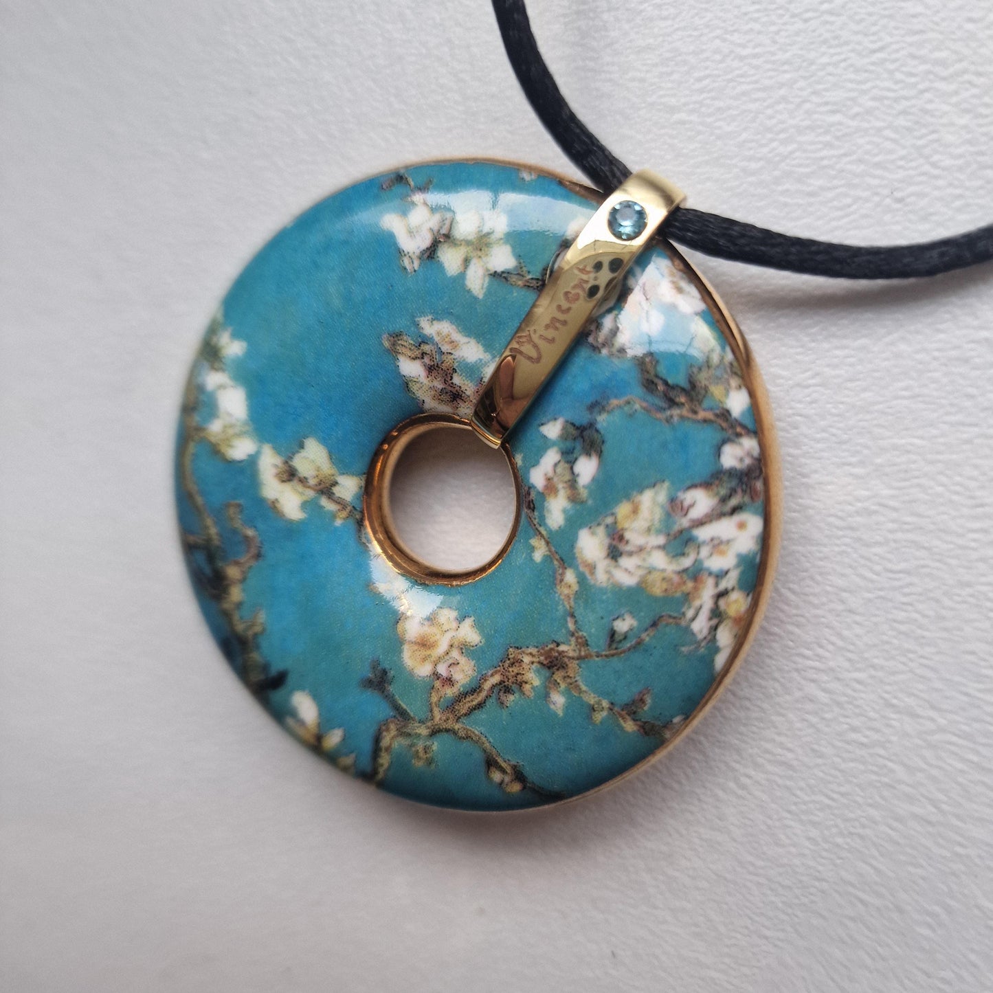 Goebel Vincent van Gogh Porcelain Pendant Necklace, Rhinestone Accent
