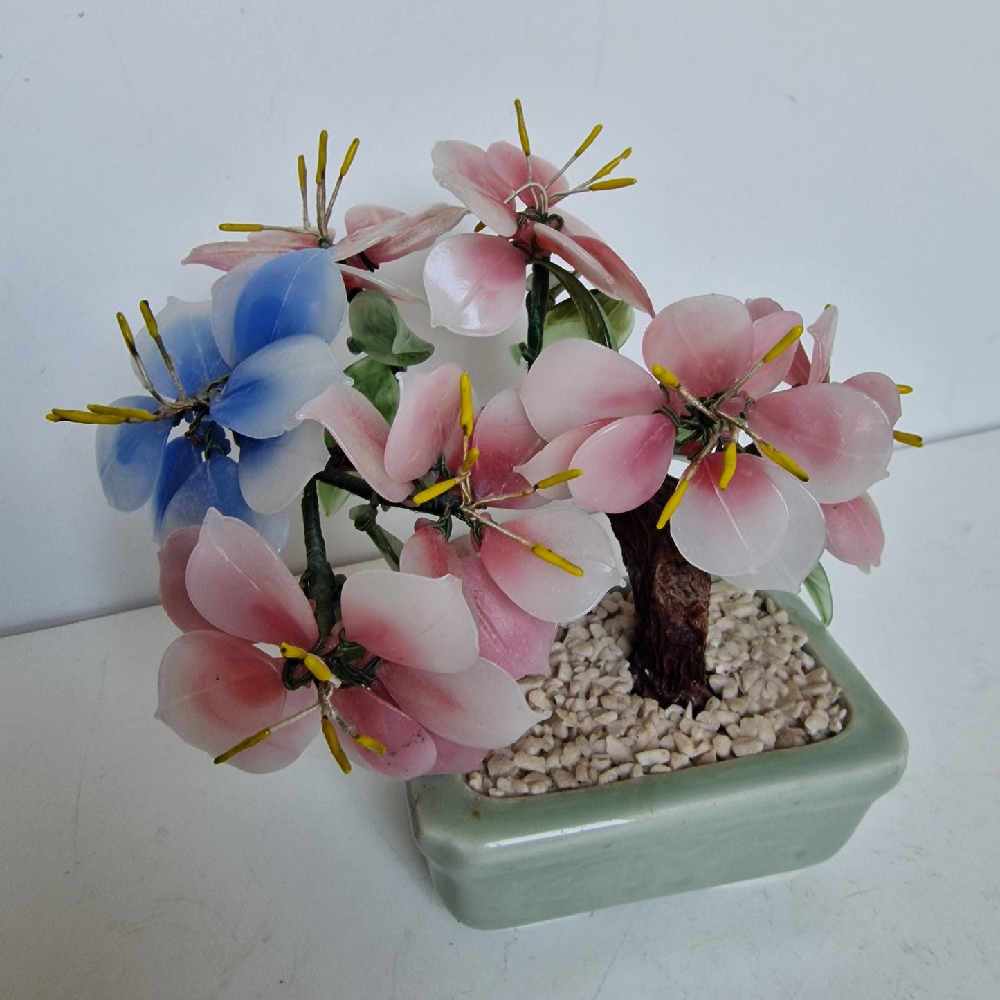 Chinese midcentury flower pot stone gem