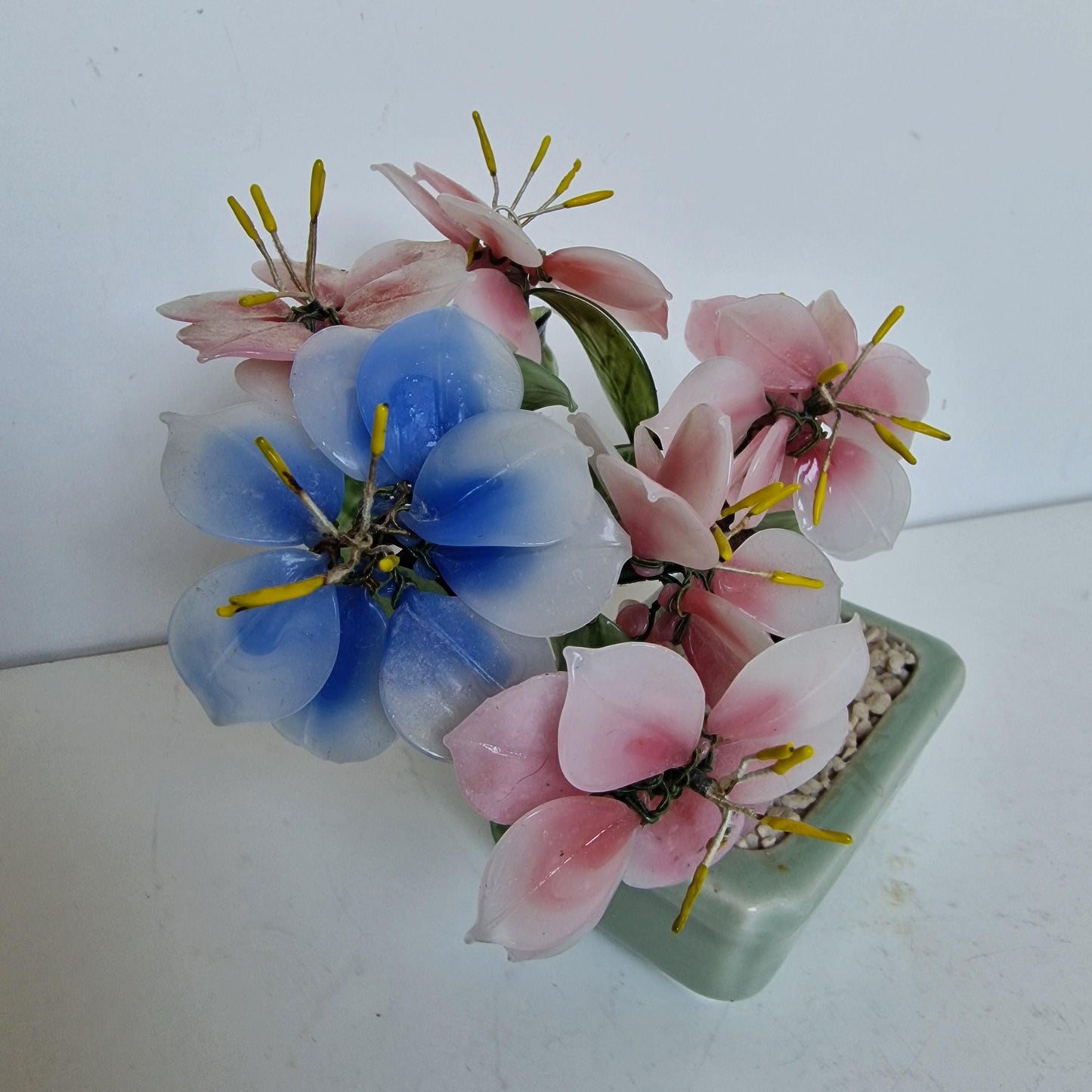 Chinese midcentury flower pot stone gem