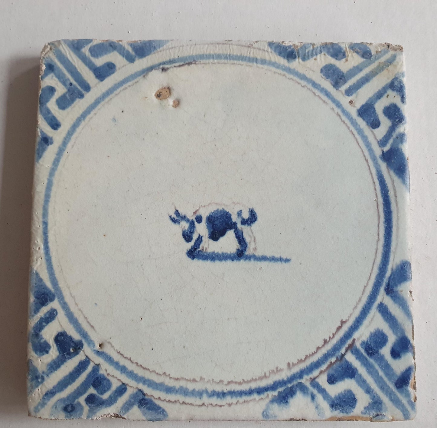 Antique Dutch Tile – Bull, Wan-Li Motif, Circa 1625