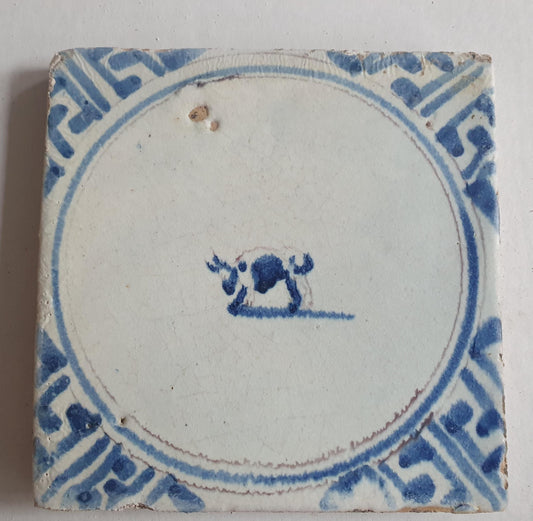 Antique Dutch Tile – Bull, Wan-Li Motif, Circa 1625