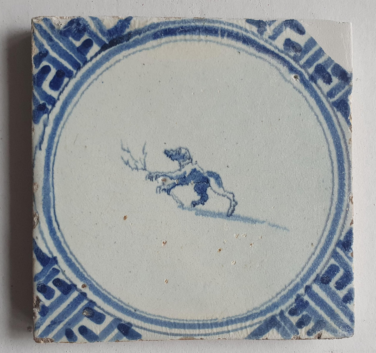 Antique Dutch Delft Tile – Monkey Wan-Li, Circa 1625