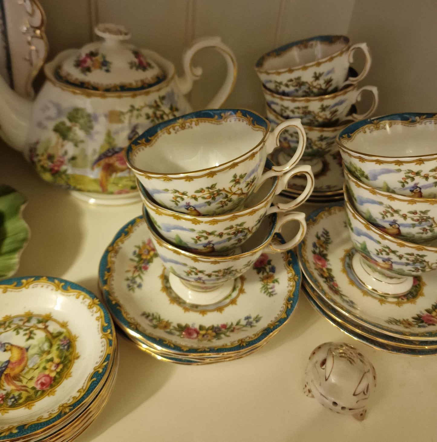 LARGE SERVICE Chelsea Bird Royal Albert 53 part large coffee tea porcelain luxe pheasant
