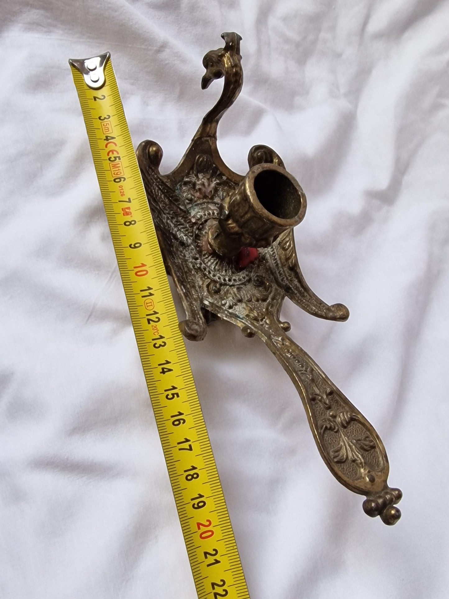 Antique Gilt Brass Candlestick Blaker, Victorian Bird Design
