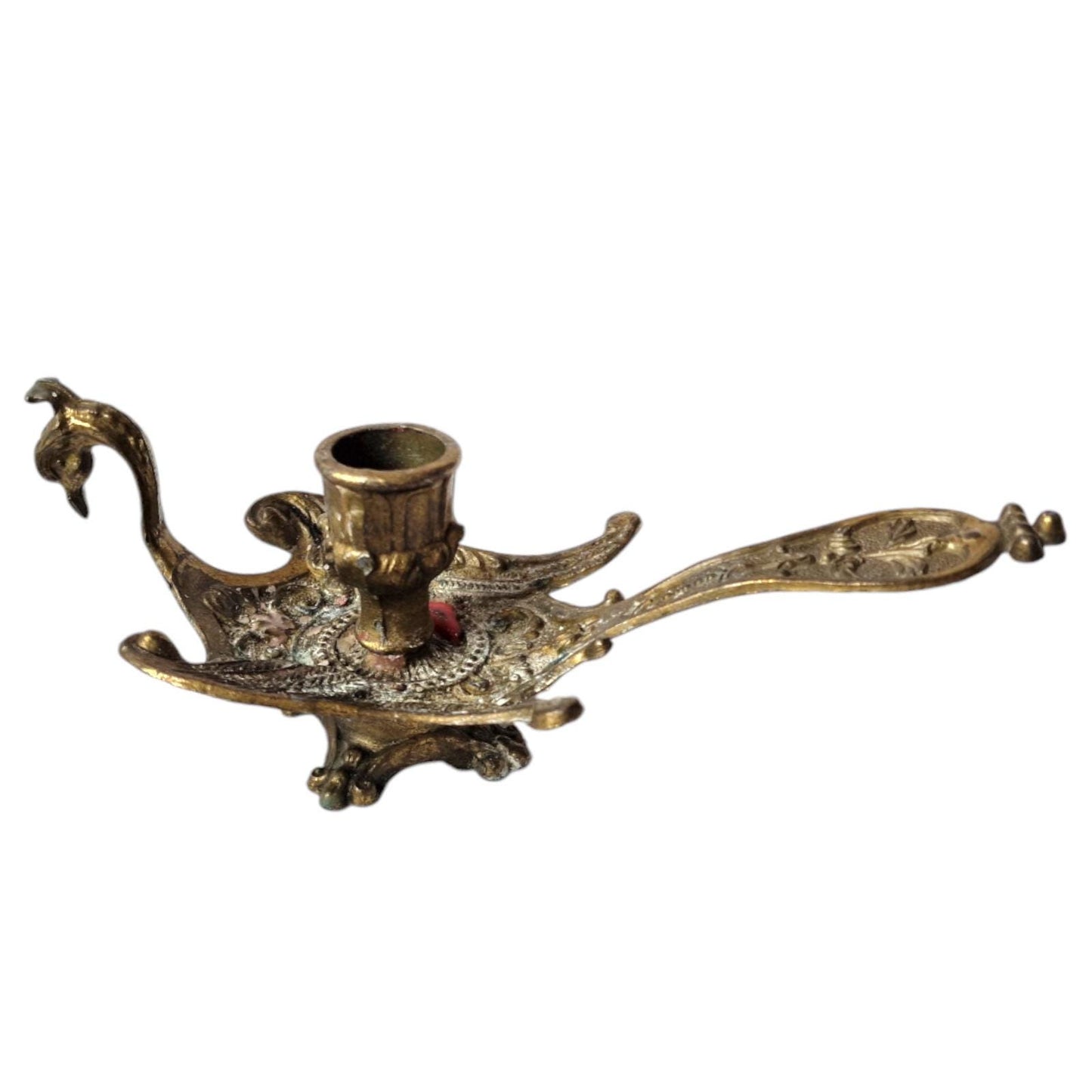 Antique Gilt Brass Candlestick Blaker, Victorian Bird Design