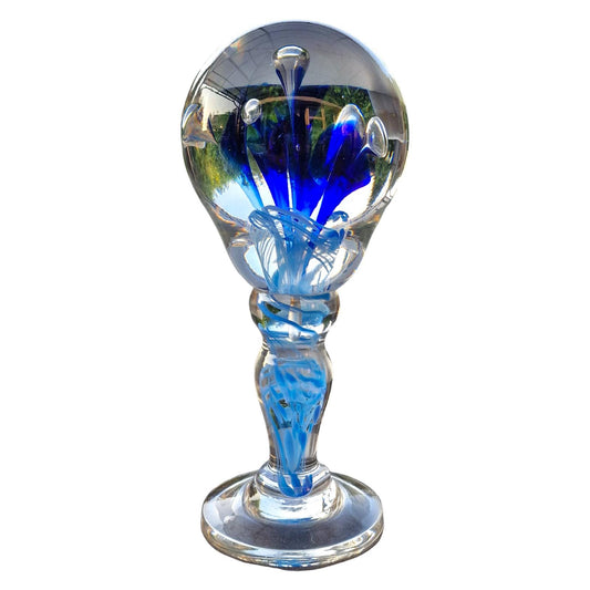 Pruikenbol leerdam antiek glas dikwandige zware object glass wig wigstand wigsphere