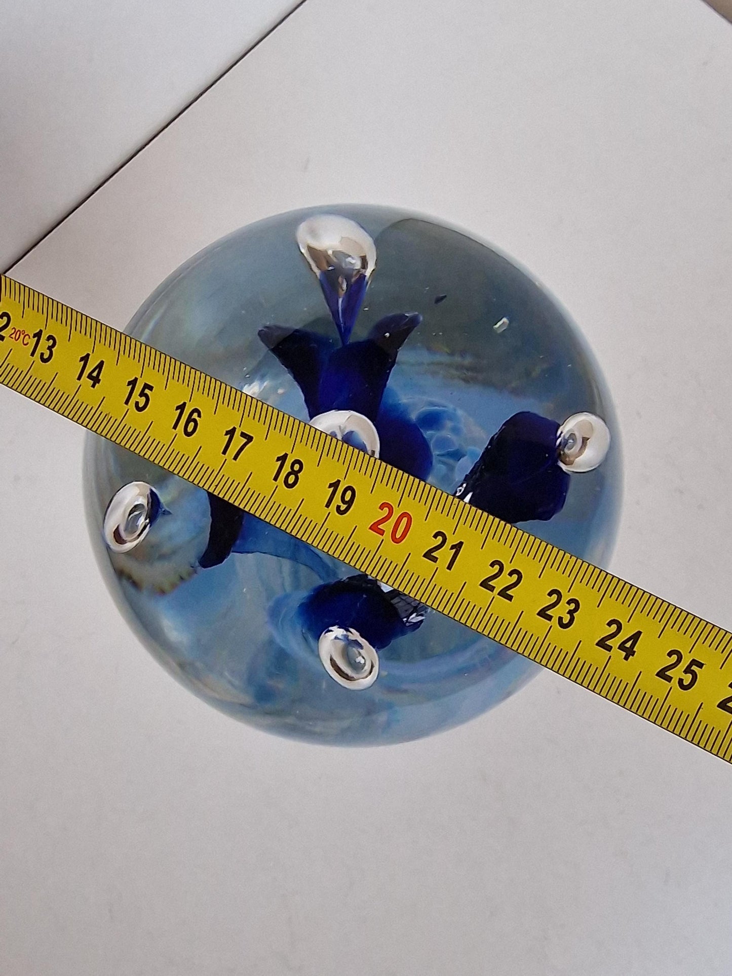 Pruikenbol leerdam antiek glas dikwandige zware object glass wig wigstand wigsphere