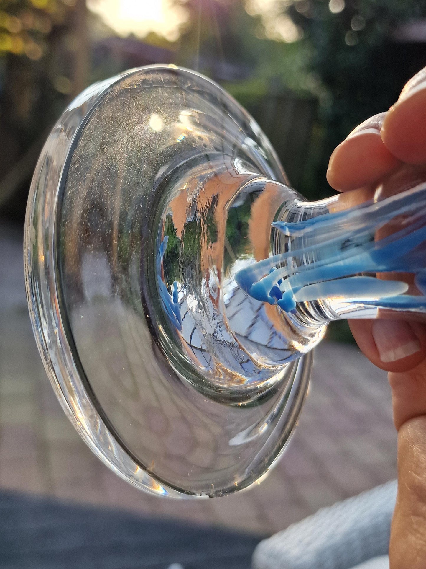 Pruikenbol leerdam antiek glas dikwandige zware object glass wig wigstand wigsphere