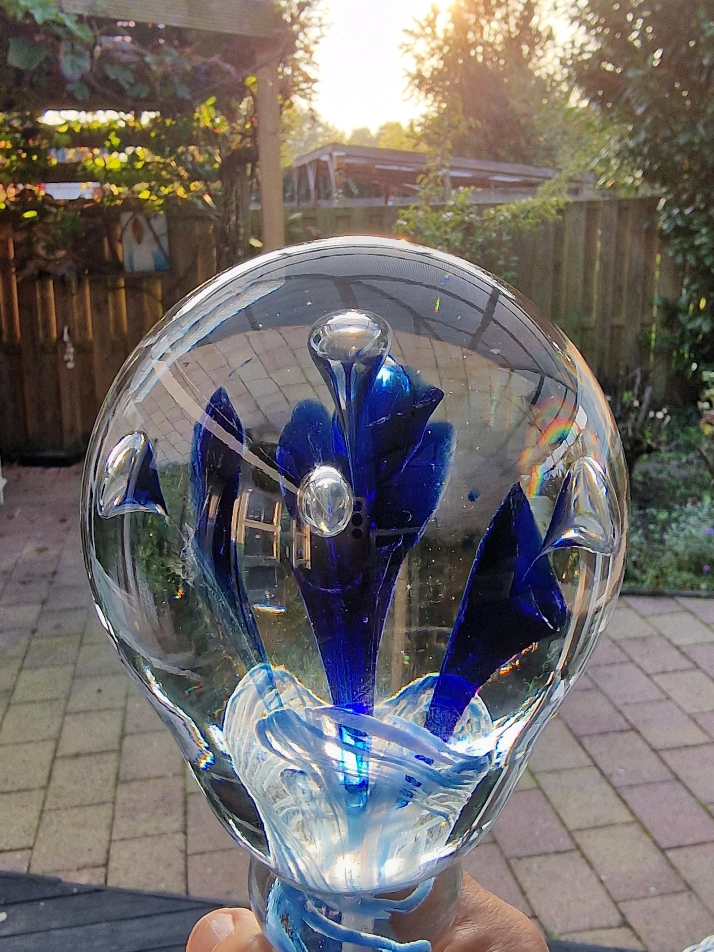 Pruikenbol leerdam antiek glas dikwandige zware object glass wig wigstand wigsphere