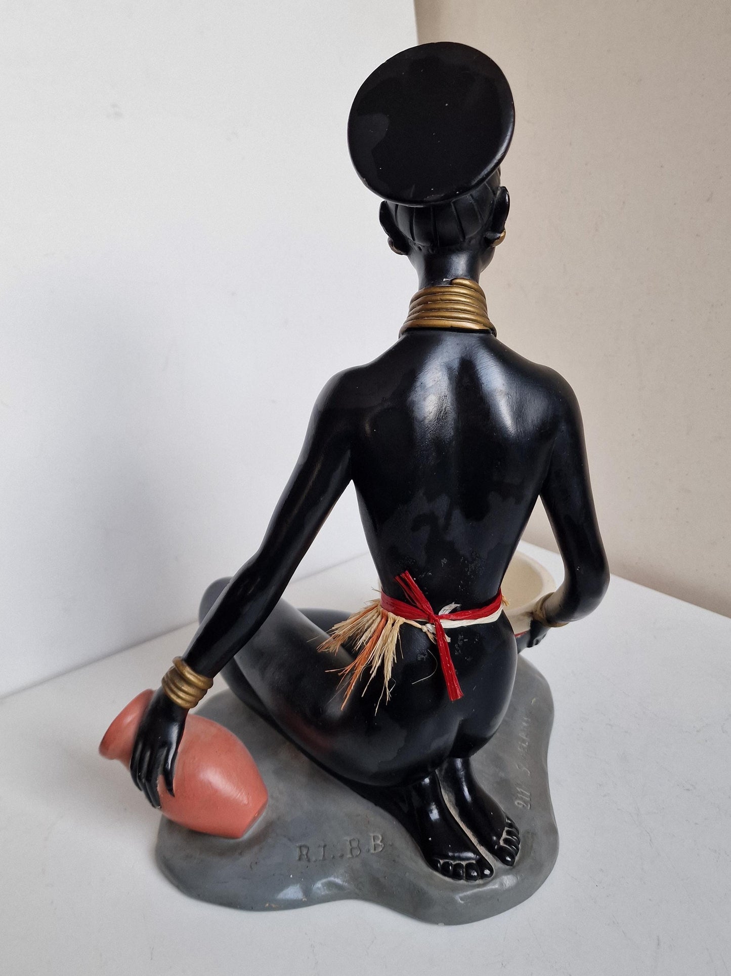 Salvatore Melani Art Deco Sculpture, Exotic Lady, Incense Burner Bowl
