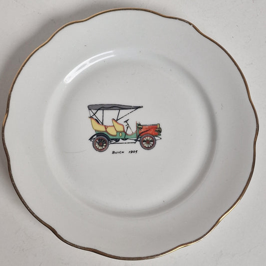 Vintage FD France Porcelain Buick Car Plate, Gold Trim