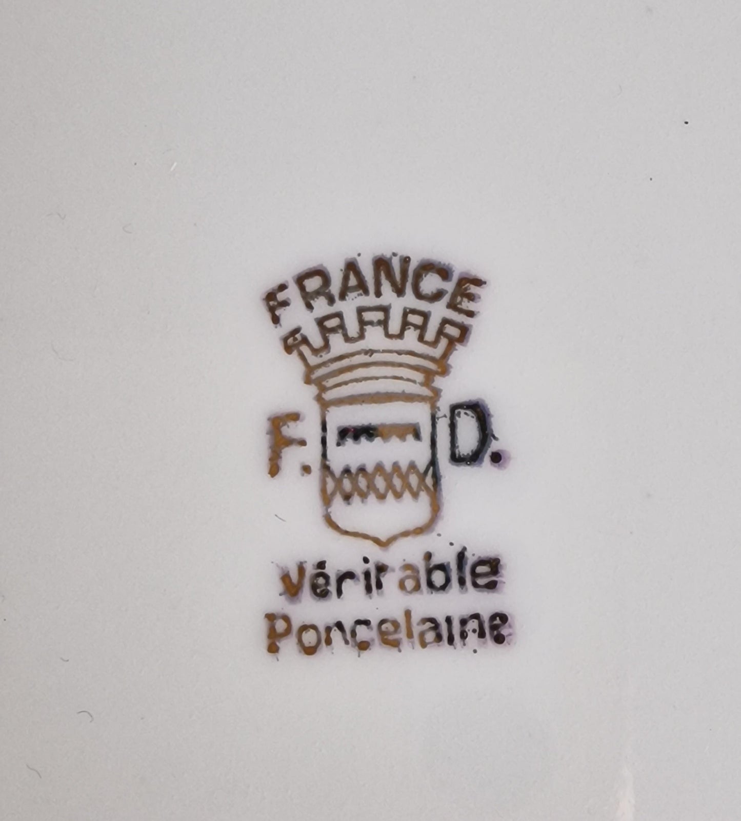 Vintage FD France Porcelain Buick Car Plate, Gold Trim
