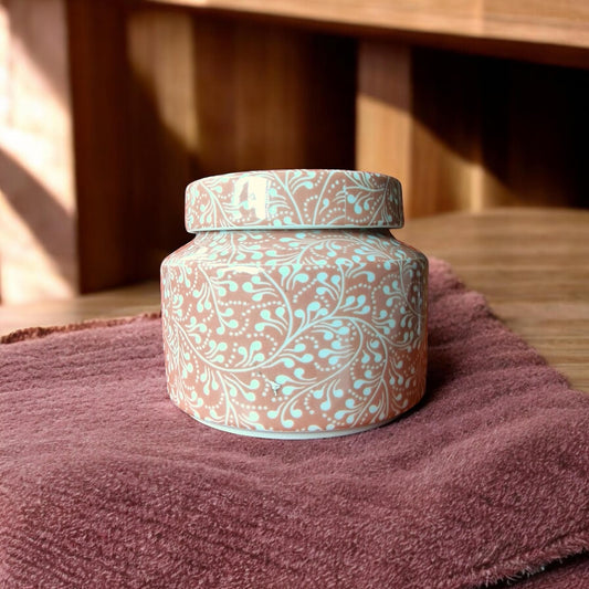 Pierre Frey Paris France - porcelain Ulysse,  lidded jar, exclusive porcelain