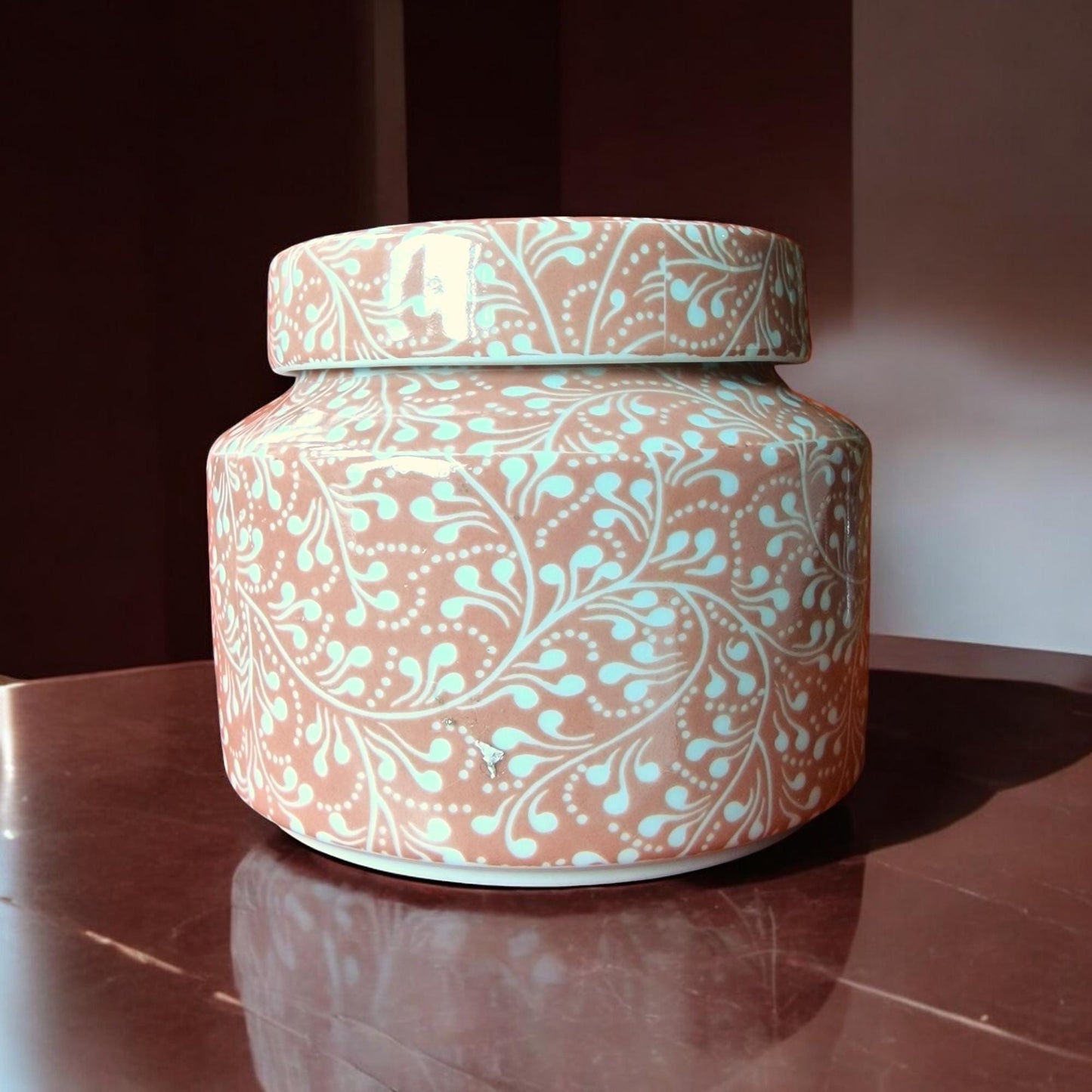Pierre Frey Paris France - porcelain Ulysse,  lidded jar, exclusive porcelain