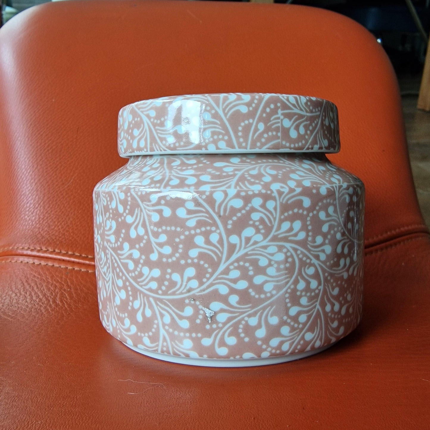 Pierre Frey Paris France - porcelain Ulysse,  lidded jar, exclusive porcelain