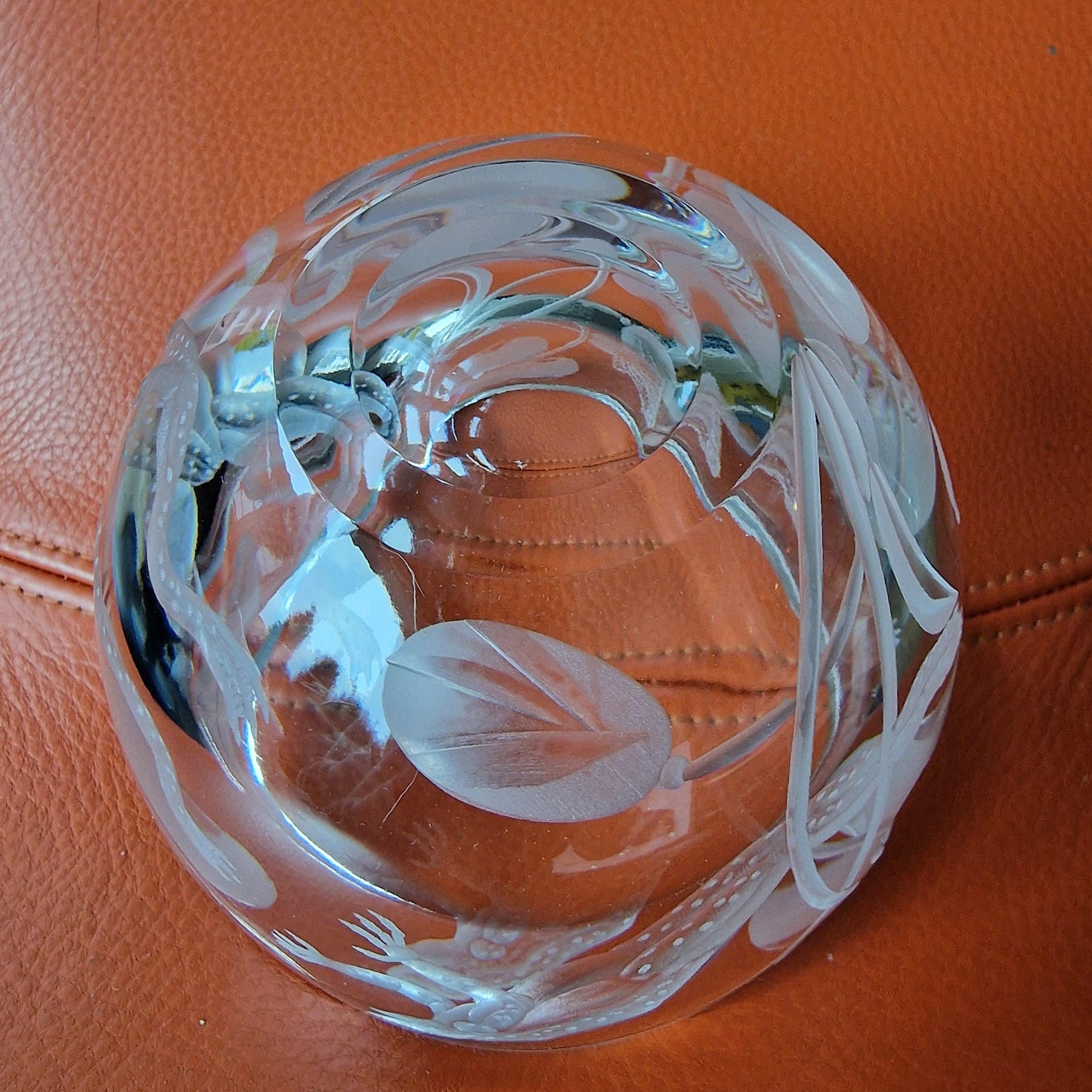 Fabergé Crystal Bowl, Frogs, Hand Etched, Numbered, Signed, Limited Edition