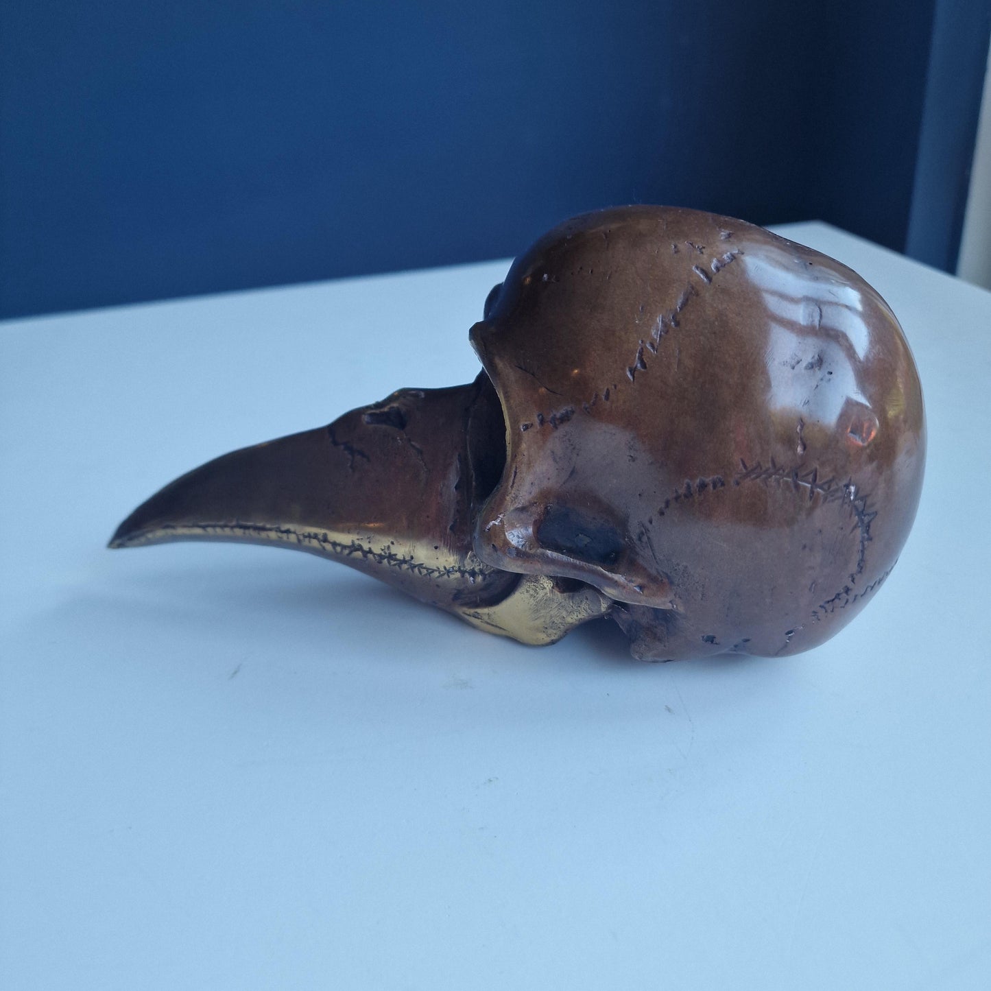 plaque doctor bronze skull pest masker bronzen raven schedel