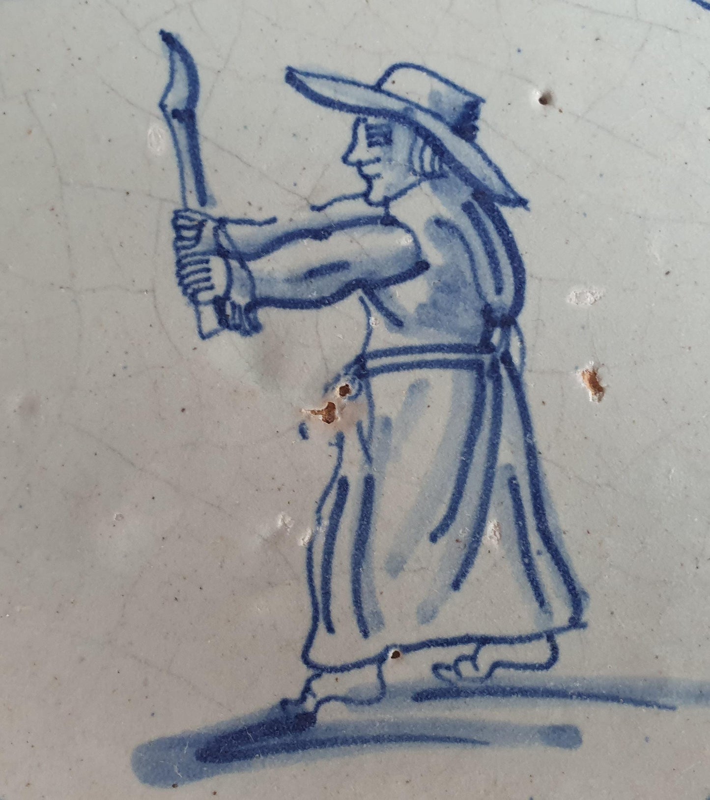 Antique Delft Tile – Clergyman with Candle, 1620-1650
