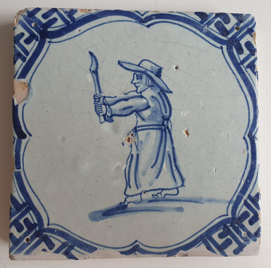 Antique Delft Tile – Clergyman with Candle, 1620-1650