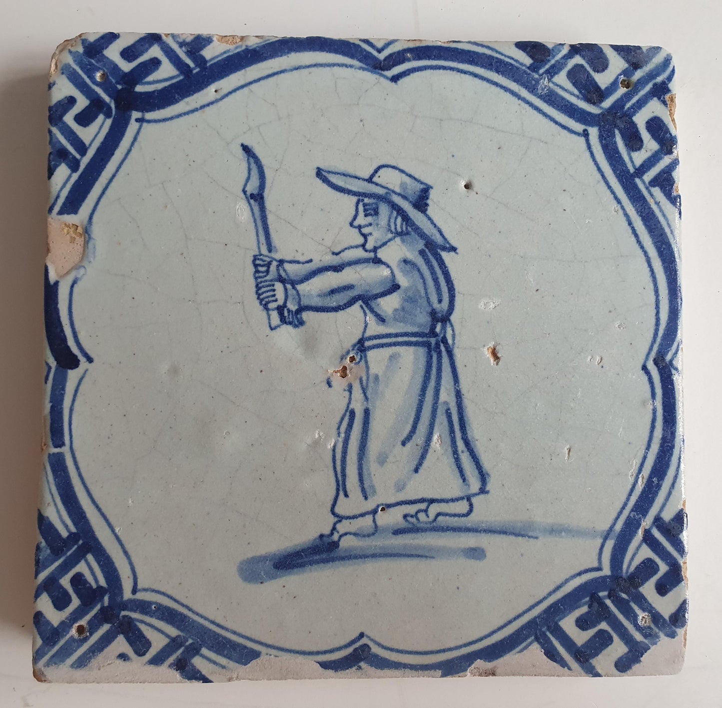 Antique Delft Tile – Clergyman with Candle, 1620-1650