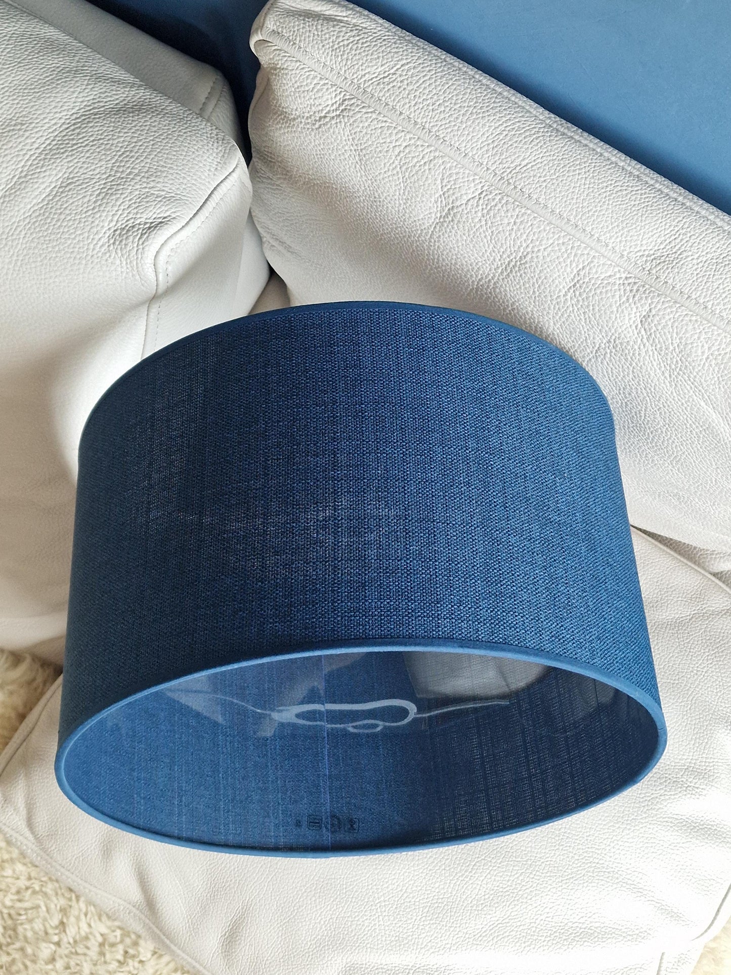 Delft Blue Linen Lampshades, Handmade Dutch Design, Large 35cm (Pair)