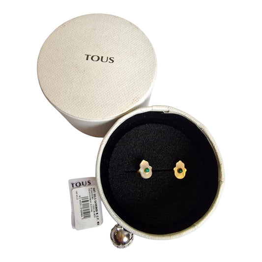 Tous 18K Gold Malachite Mother of Pearl Hamsa Earrings, New in Box