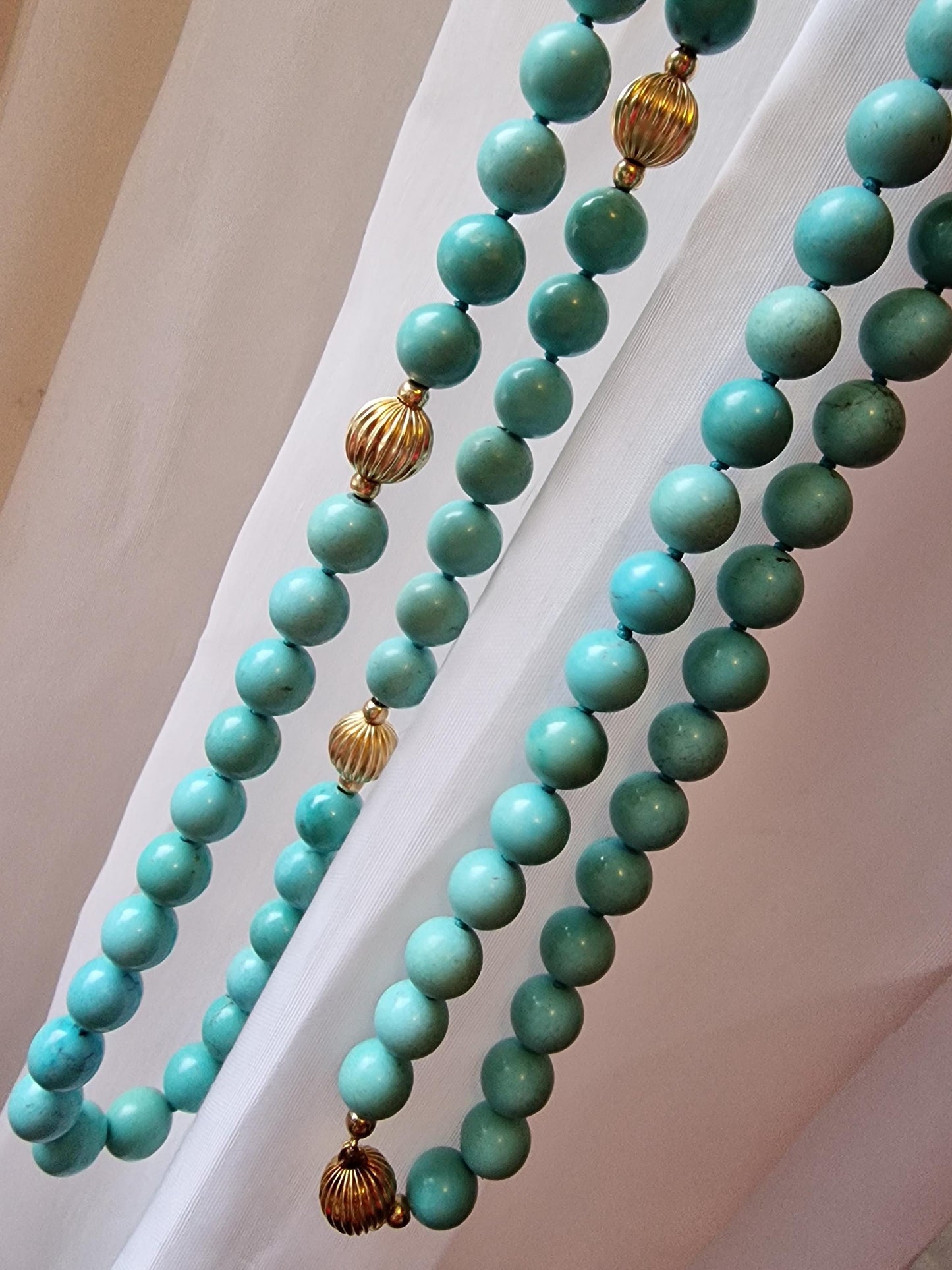 14K Gold Turquoise Bead Necklace