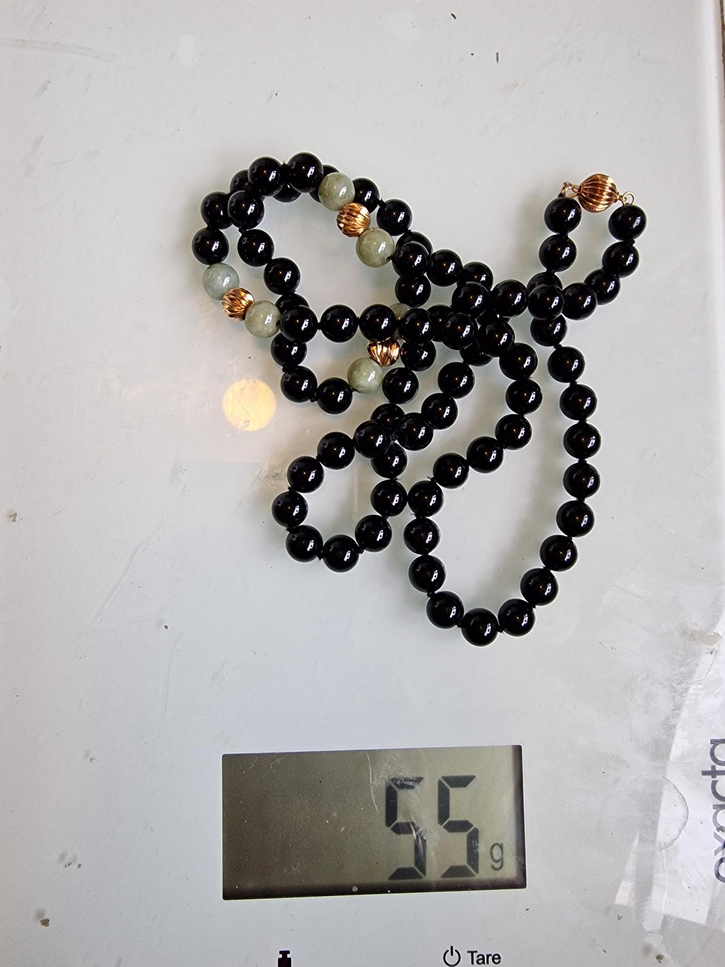 necklace 14k ketting 14k 585 goud cabochon edelsteen onyx jadeite jade