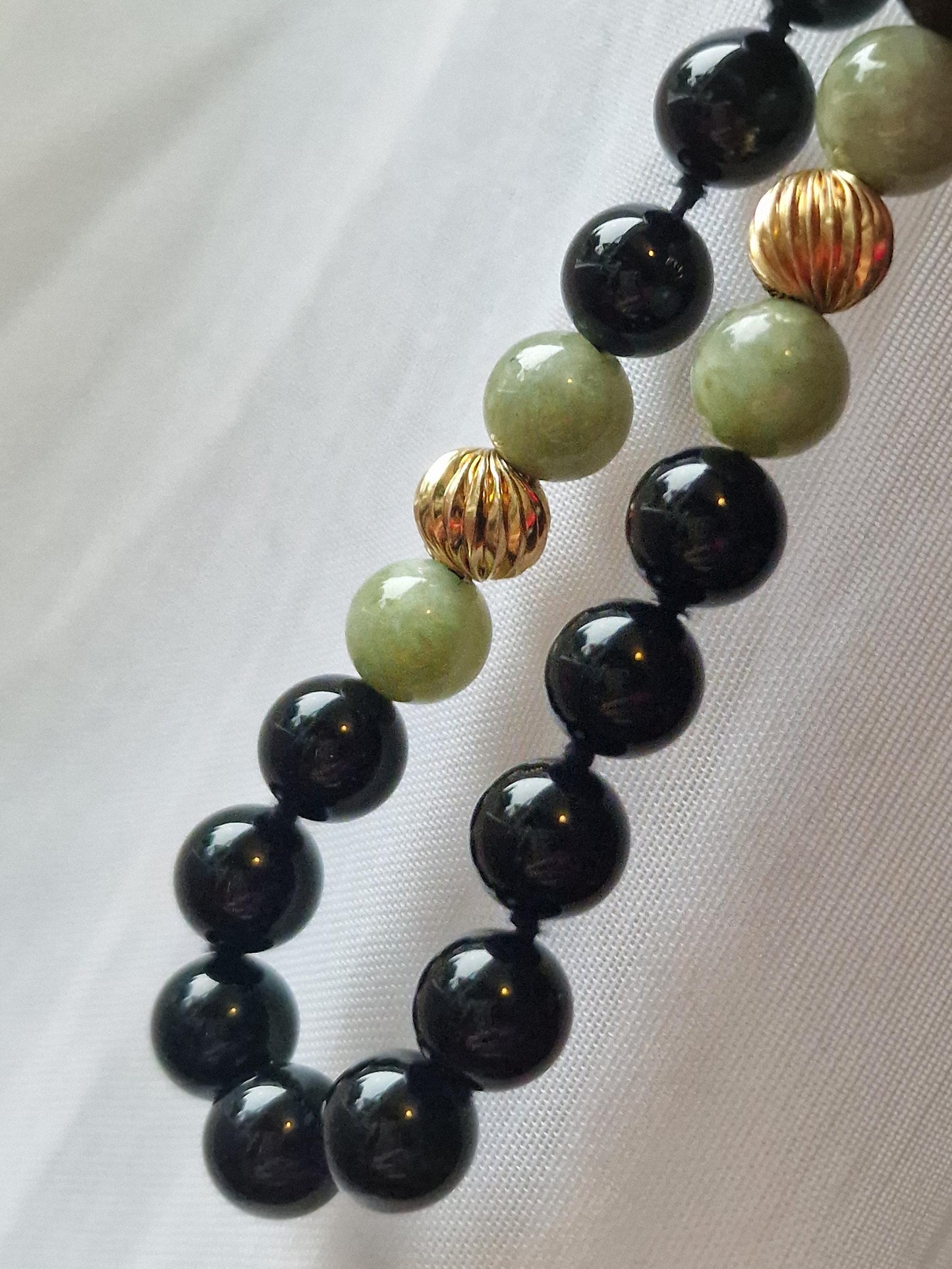 necklace 14k ketting 14k 585 goud cabochon edelsteen onyx jadeite jade