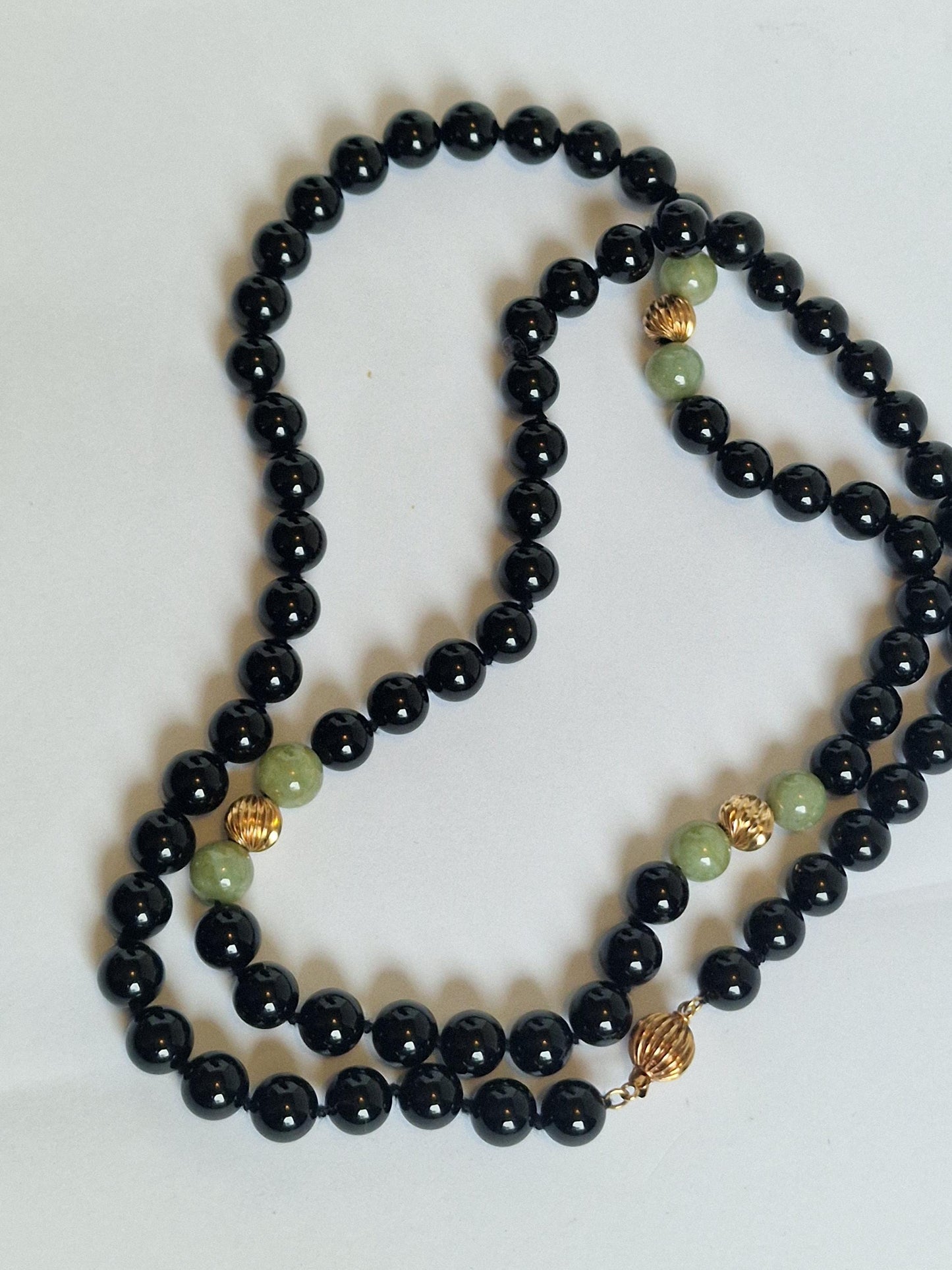 necklace 14k ketting 14k 585 goud cabochon edelsteen onyx jadeite jade
