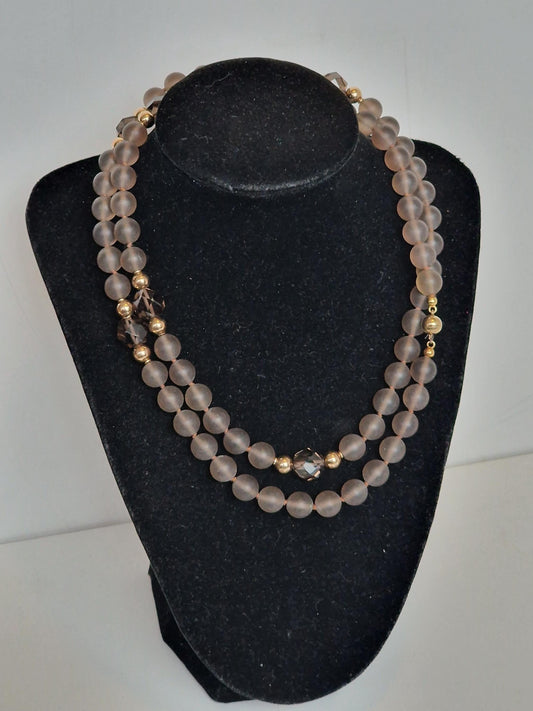 necklace 14k ketting 14k 585 goud cabochon en facet geslepen edelsteen rookkwarts