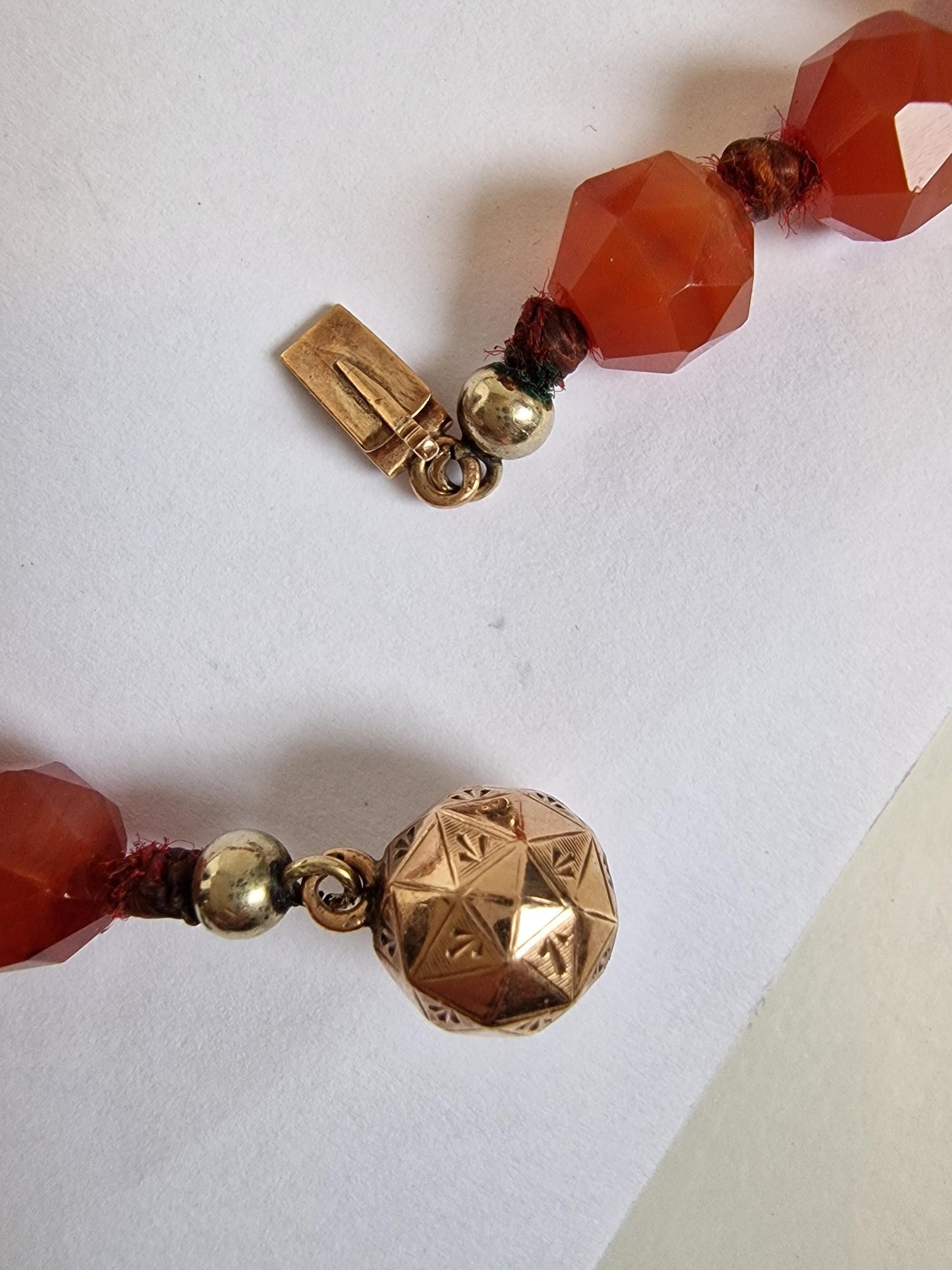 necklace 14k ketting 14k 585 goud en facet geslepen edelsteen carneool