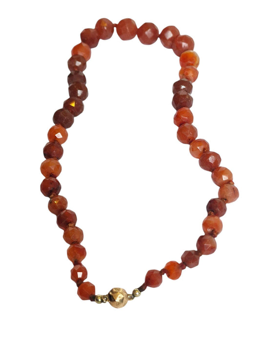 necklace 14k ketting 14k 585 goud en facet geslepen edelsteen carneool
