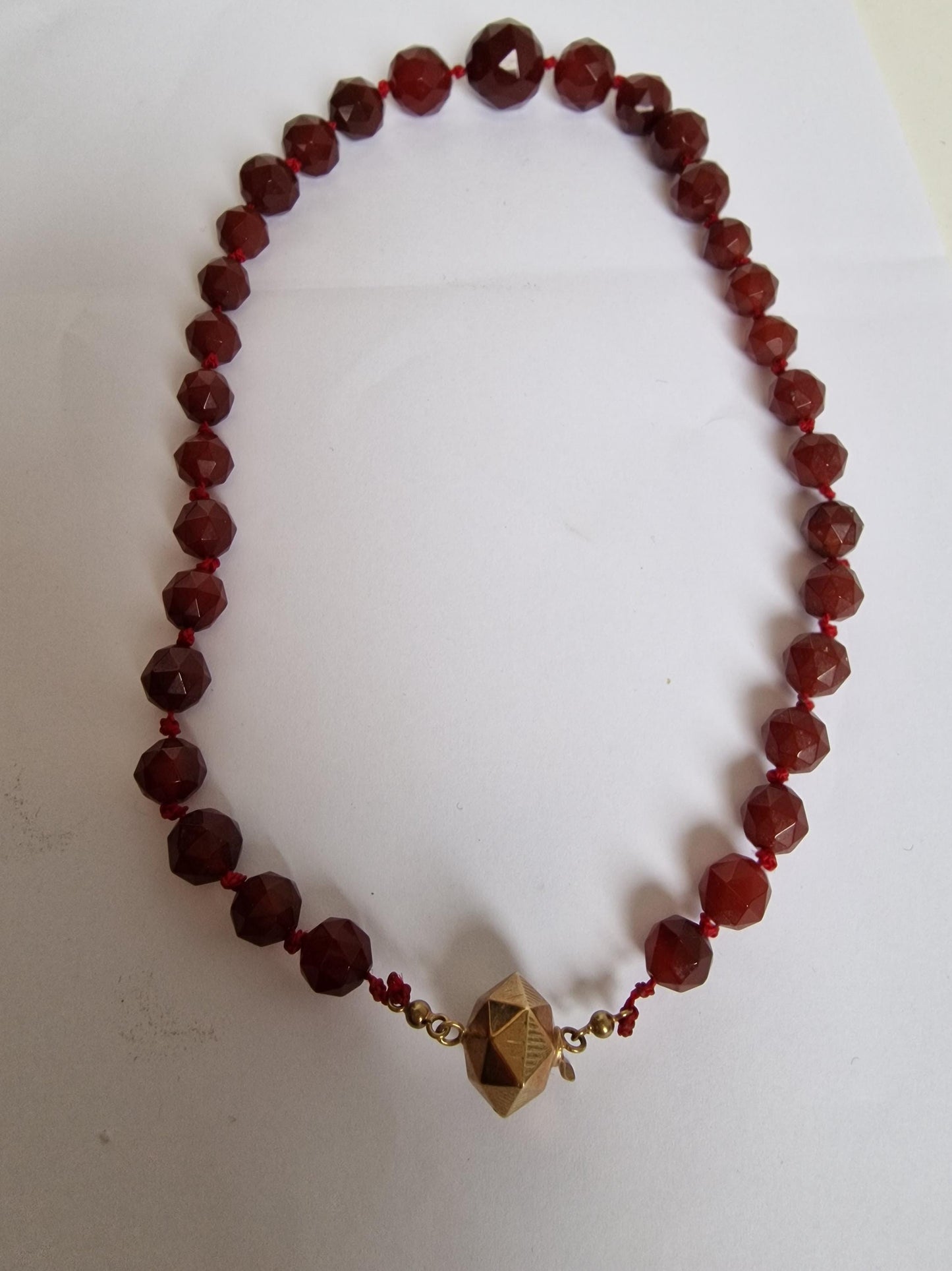 necklace 14k ketting 14k 585 goud en facet geslepen edelsteen granaat