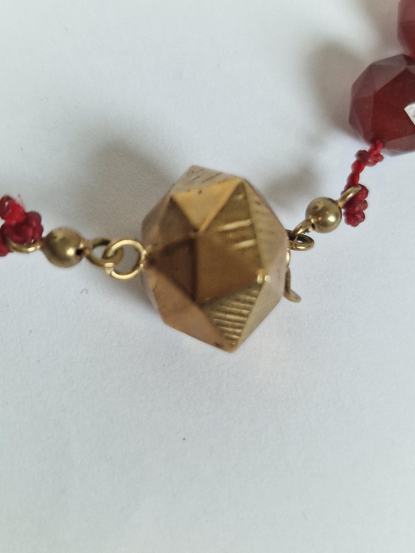 necklace 14k ketting 14k 585 goud en facet geslepen edelsteen granaat