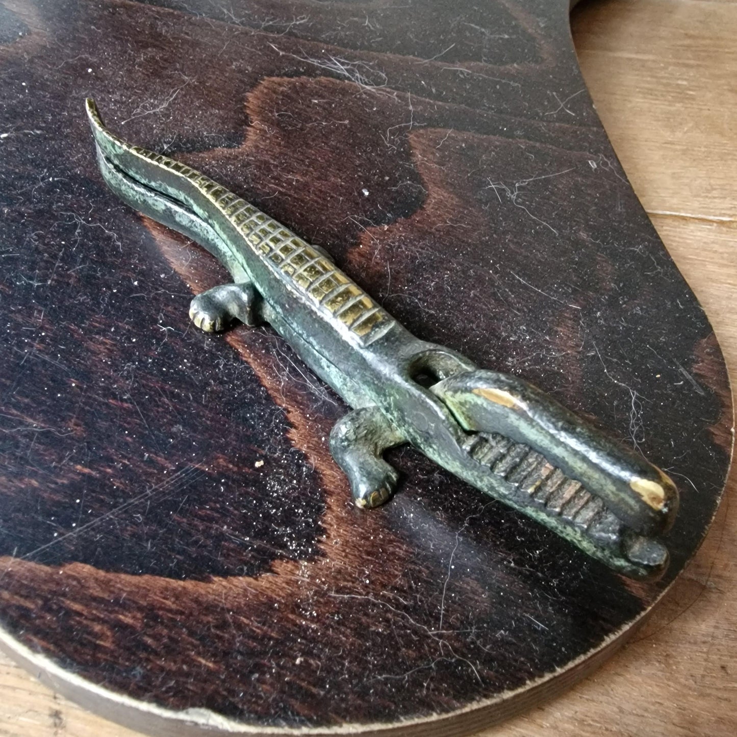 Antique Brass Crocodile Nutcracker, 19th Century Charm