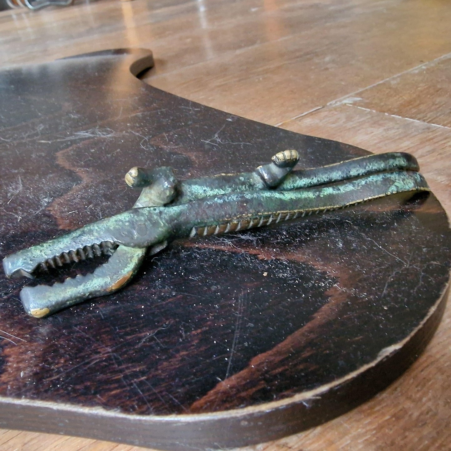 Antique Brass Crocodile Nutcracker, 19th Century Charm
