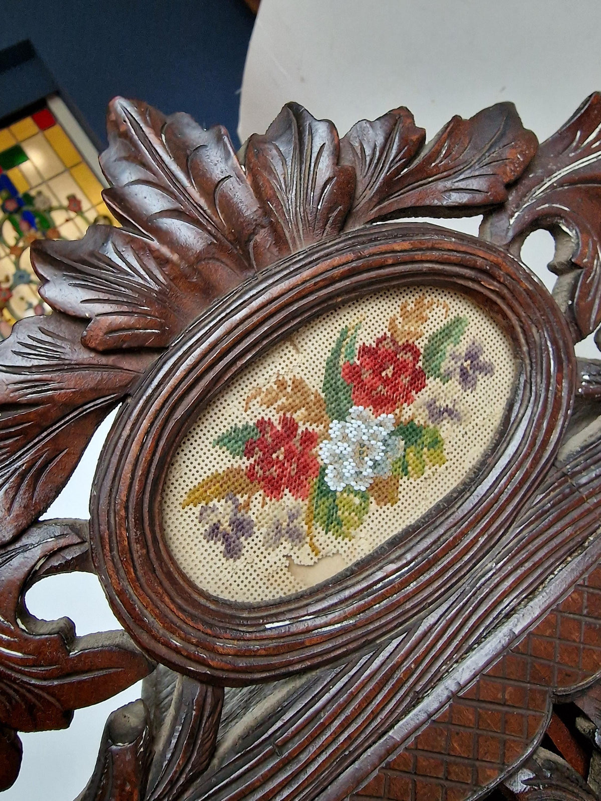 Antique Black Forest Wall Cabinet, Hand-Carved Key Holder