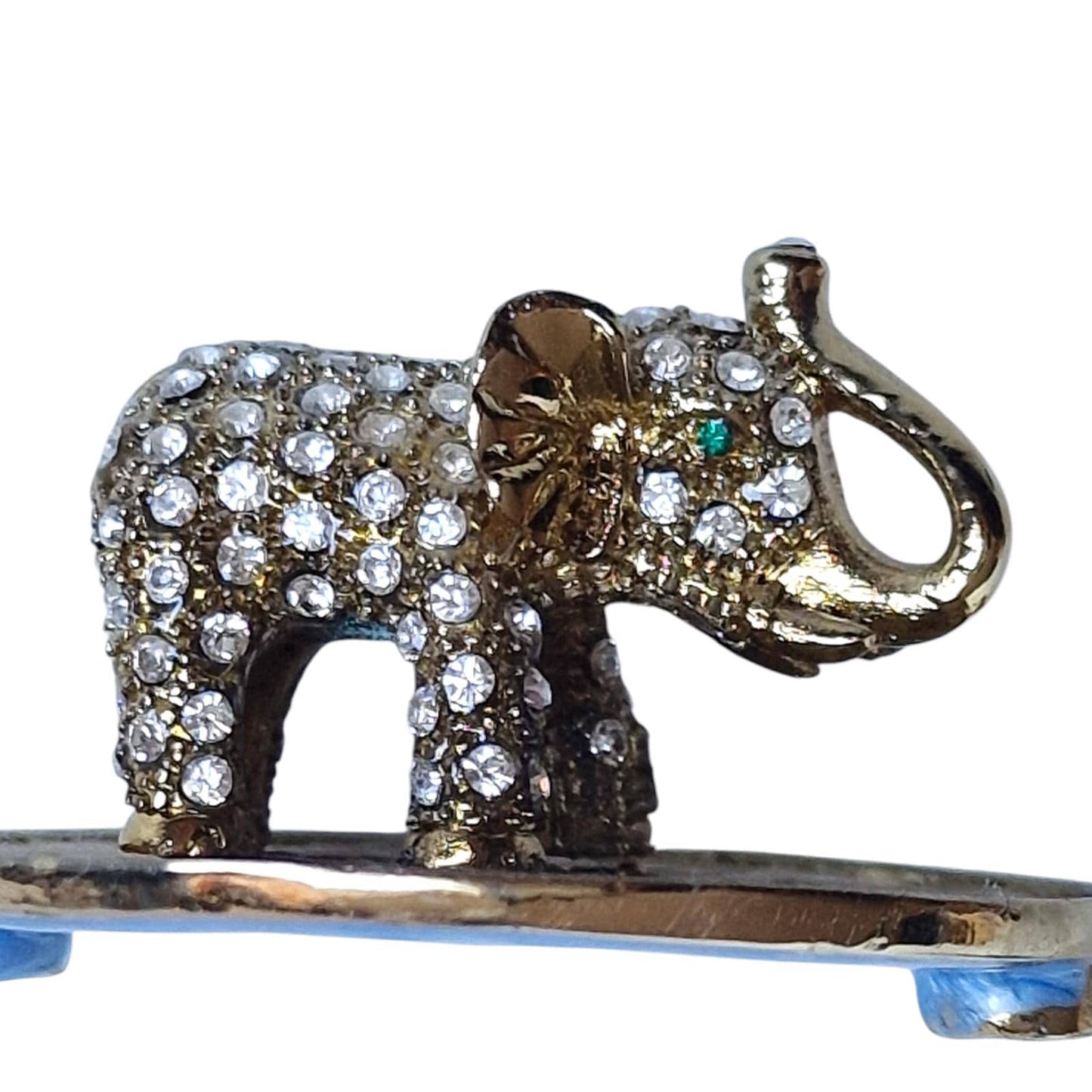 Guilloche Egg Trinket Box, 24k Gold Elephant, Swarovski Crystals