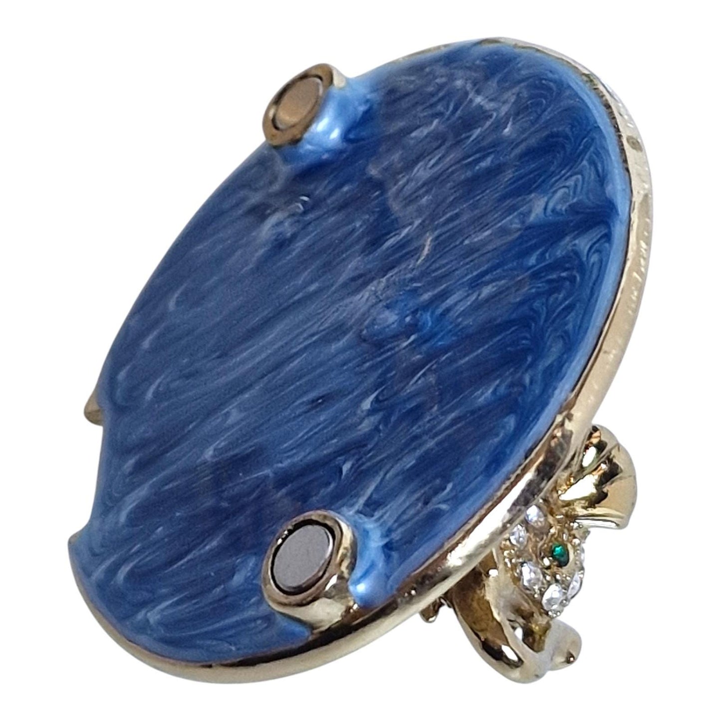 Guilloche Egg Trinket Box, 24k Gold Elephant, Swarovski Crystals