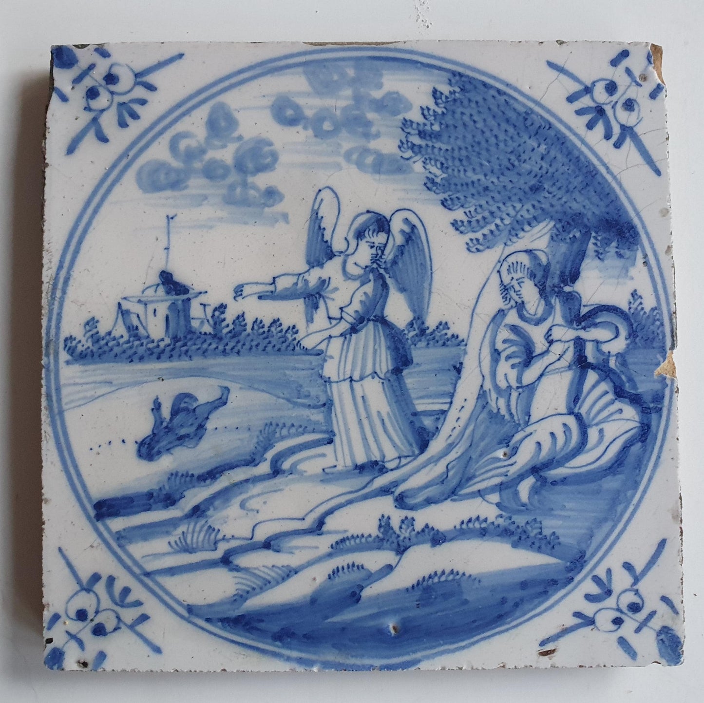 18th century Antique Dutch Tile -  bible  biblical tegel