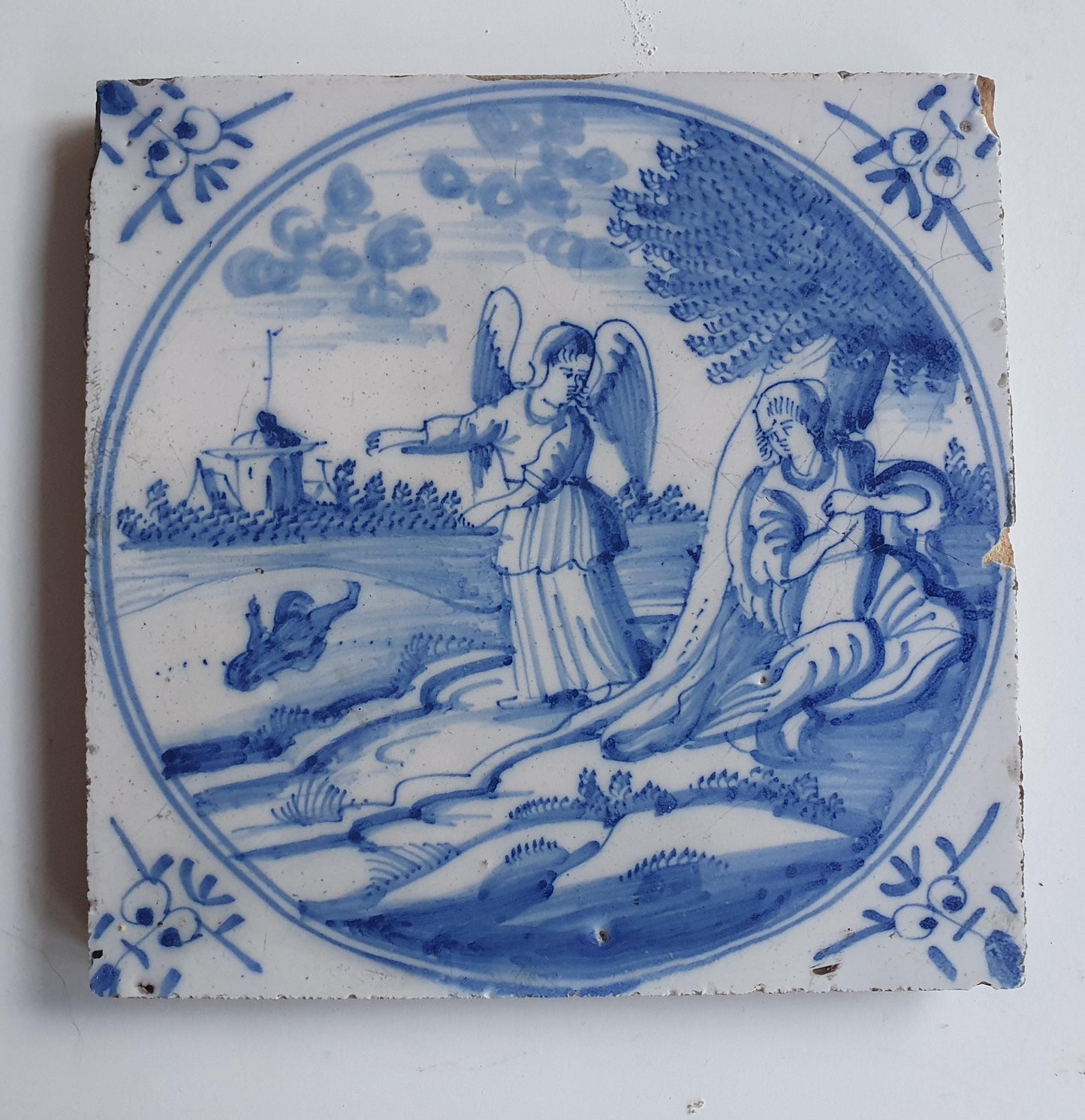 18th century Antique Dutch Tile -  bible  biblical tegel